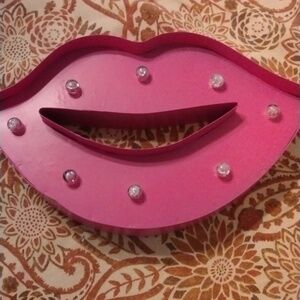Pink lip light up wall hangings art